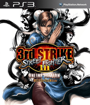 Street Fighter III Third Strike Online Edition Ps3 Mídia digital em capa do jogo com personagens icônicos.