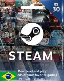 Steam Gift Card - Cartão Pré Pago R$ 30 - Código Digital Wiser Games